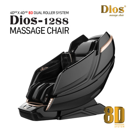 Kahuna Dios Massage Chair 8D AI Dual Air Tech Touch Roller SL-track with Brain Relaxation Program Dios-1288 - Black